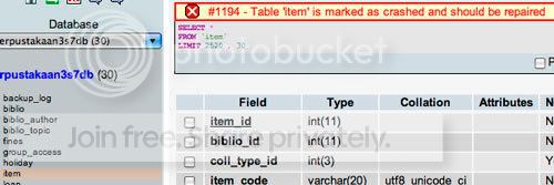 Error phpMyAdmin Photobucket